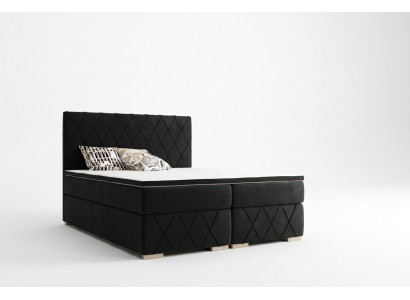 Conjunto completo de colchón y topper cama boxspring negro tapizado 180x200cm camas