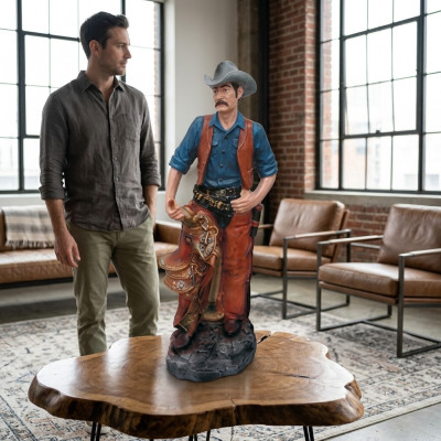 Estatua Escultura Leñador Vaquero Figura Estatuas Esculturas Figuras pintadas a mano