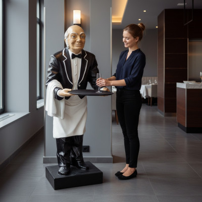 Figura de mayordomo Estatua Figuras Estatuas Escultura Restaurante Hotel Almacenamiento Camarero Nuevo