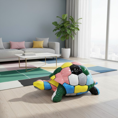 Figura de diseñador abstracto Sala de estar Estatua moderna Tortuga Pintada de colores 109cm