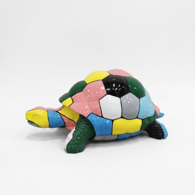 Figura de diseñador abstracto Sala de estar Estatua moderna Tortuga Pintada de colores 109cm