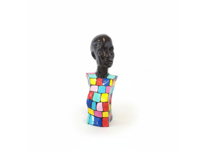 Escultura abstracta de busto de mujer en el estilo de los años 70. Estatuas, esculturas y figuras para la sala de estar.