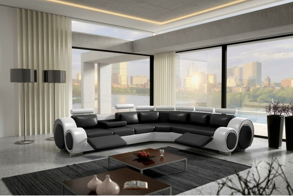 Sofá de esquina Berlin Sofá de esquina con puerto USB, sofá de salón con función de relaxçon conjunto de esquina