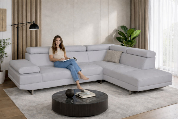 Esquina de cuero con USB Moderno XXL Sofá Rinconera de cuero Sofá en forma de L B2003