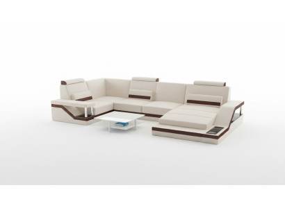 Conjunto de salón sofá + USB tapizado asiento sofá de esquina textil cuero sofás