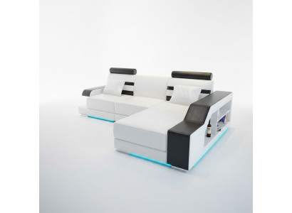 Sofá de cuero con USB, sofá de esquina para el salón, sofá esquinero, conjunto de diseño moderno sofá L6016E.