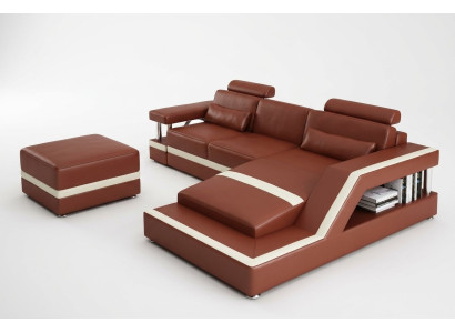 Sofá de cuero con USB Conjunto de salón Esquina sofá esquinero Diseño Sofá moderno L6002E
