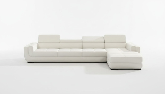 Sofá esquinero sofá de cuero USB sofá en forma de L asiento acolchado esquina Tettau blanco