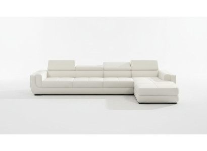 Sofá esquinero sofá de cuero USB sofá en forma de L asiento acolchado esquina Tettau blanco