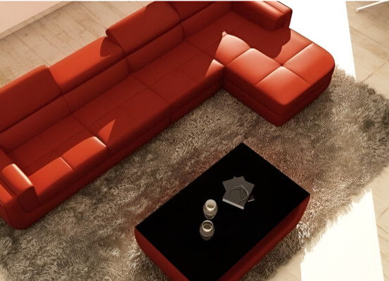 Sofá esquinero sofá de cuero + USB sofá en forma de L, sección de estar, sofá, asiento, esquina, Tettau rojo