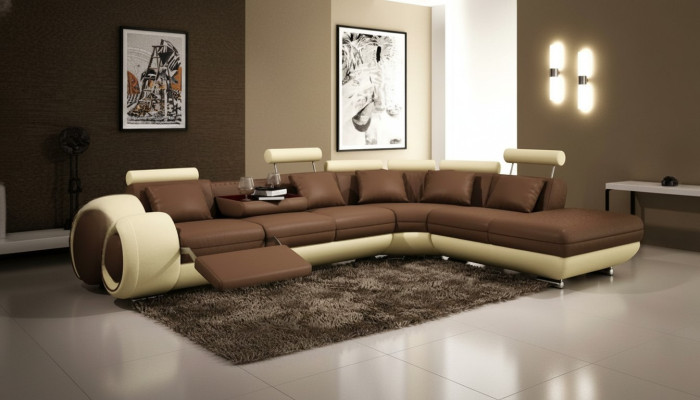 Sofá de cuero con USB conjunto de salón sofá esquinero conjunto de esquina diseño sofá moderno A1163C