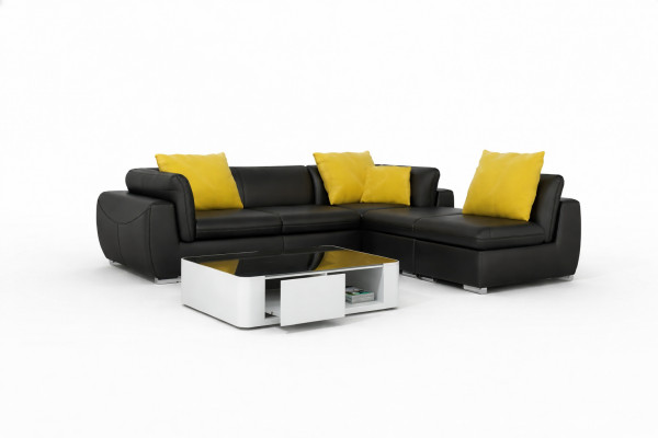 Sofá de cuero con puerto USB, sofá de esquina, conjunto de esquina, diseño sofisticado, sofá moderno F3014.