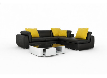 Sofá de cuero con puerto USB, sofá de esquina, conjunto de esquina, diseño sofisticado, sofá moderno F3014.