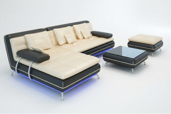 Sofá de cuero con USB conjunto de esquina de sofá de esquina diseño sofá moderno F3015