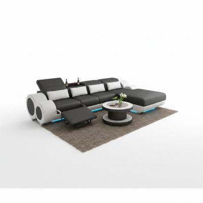 Sofá de cuero + juego de sofás USB Nuevo sofá de esquina Sofá esquinero de diseño moderno G8035H