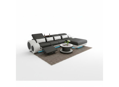 Sofá de cuero + juego de sofás USB Nuevo sofá de esquina Sofá esquinero de diseño moderno G8035H