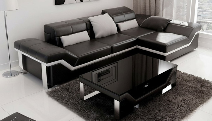 Sofá de cuero con USB, sofá esquinero de diseño de juego de sala moderno K5007F