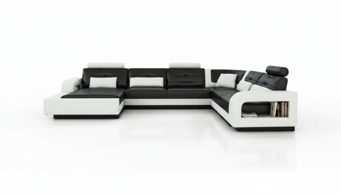 Sofá de cuero con USB, conjunto de sofá de cuero, sofá esquinero, sofá de esquina H2209.