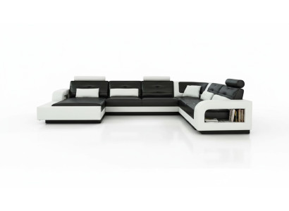 Sofá de cuero con USB, conjunto de sofá de cuero, sofá esquinero, sofá de esquina H2209.