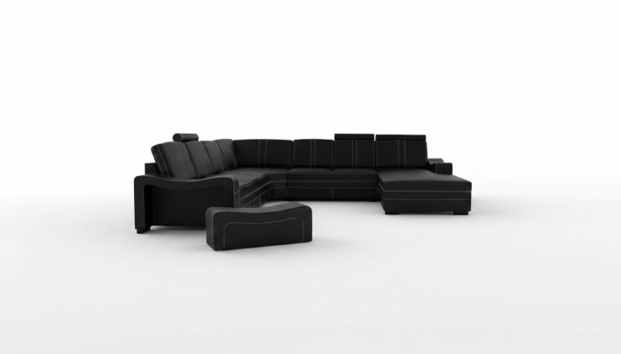 Sofá de cuero con puerto USB, esquinero, nuevo, sala de estar, sofá seccional, sofá de cuero XXL, sofá, sofá de cuero.