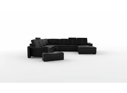 Sofá de cuero con puerto USB, esquinero, nuevo, sala de estar, sofá seccional, sofá de cuero XXL, sofá, sofá de cuero.