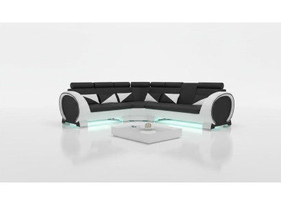 Sofá esquinero con USB Sofá de cuero Conjunto de sofás de cuero Sofá esquinero Sofá de diseño de cuero "VIGO"