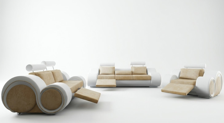 SOFÁ DISEÑADOR + USB JUEGO DE SOFÁS 3/2/1 ASIENTOS RELAX SOFÁ TAPIZADO TEXTIL
