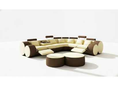 Sofá de cuero de diseño + sofá de esquina USB Sofá de cuero Sofá esquinero Conjunto de sala de estar Hecho en la UE