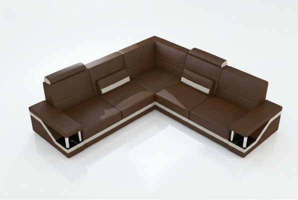 Sofá de esquina de cuero Sofá + USB Póster Sofá rinconera Sofás Tela Cuero Conjunto Nuevo
