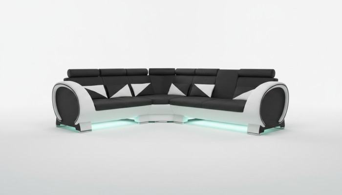 Sofá de esquina de diseñador - Conjunto de sofás de salón con USB - Sofás de salón y sillones