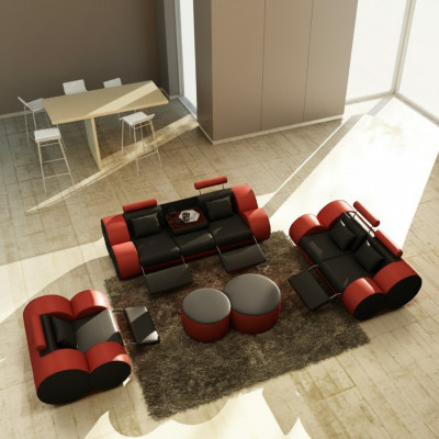 Sofá de cuero de 3 plazas + 2 plazas + 1 plaza con USB, sofá relax, conjunto de sofás, conjunto de tapicería MADRID.