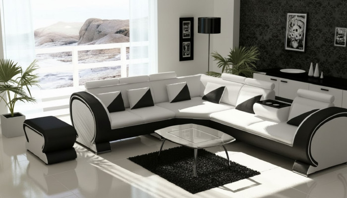 Sofá esquinero de diseño con USB + Conjunto de tapicería de sofá Sofá Lounge Sofás Sofá Paisaje de estar