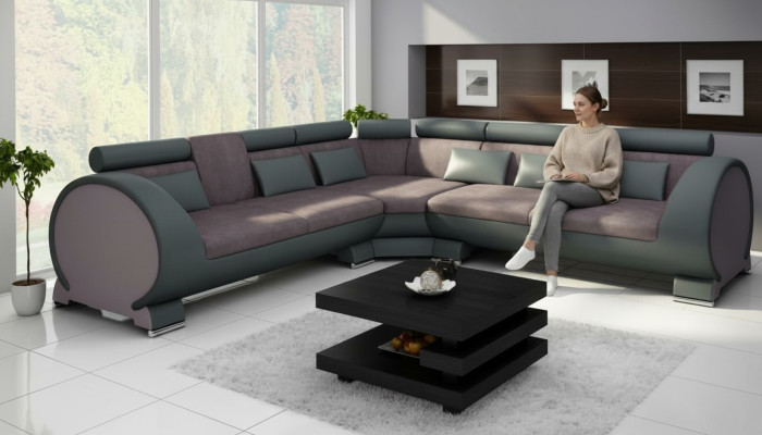 Sofá esquinero VIGO "LT01" con USB, sofá esquinero, conjunto de esquina, sofá de cuero de tela de cuero.