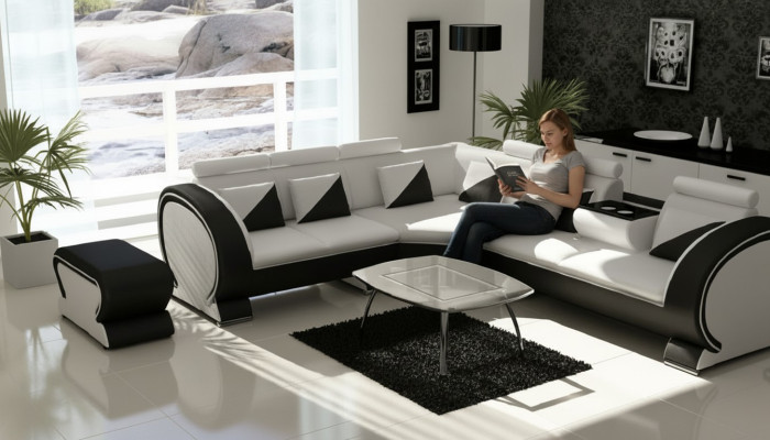 Sofá esquinero de diseñador salón con USB tapizado conjunto de muebles de salón sofás sofás de salón.