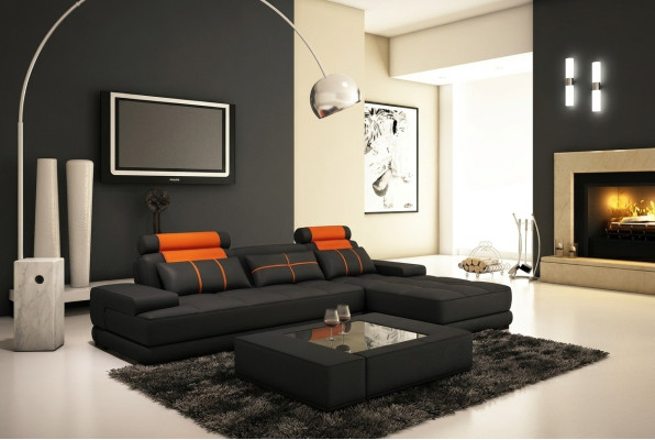 Sofá de cuero sofá de esquina sofá con USB esquina sofás de diseño sofás nuevos couches París S/O