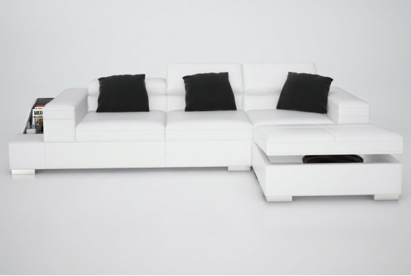 Sofá de cuero, sofá con USB, conjunto de salón sofá esquinero, conjunto de esquina moderno de diseño K5006D.
