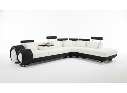 SOFÁ DE CUERO SOFÁ USB EN NEGRO/BLANCO HECHO A MEDIDA