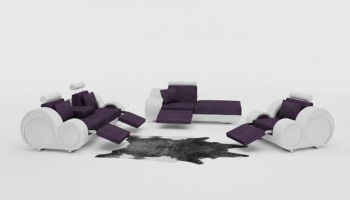 Conjunto de sofás de cuero y tela + USB, juego de sofás 3 + chaise + 1 sofá de esquina