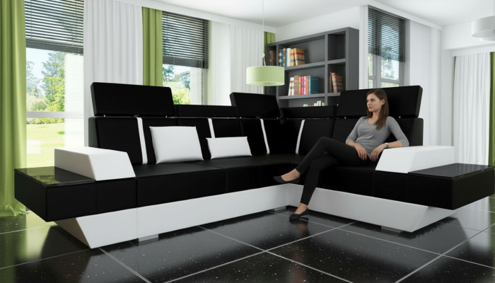 Sofá de cuero a medida con USB combinación de sala de estar sofá tapizado sofá esquinero sofá de esquina sofá