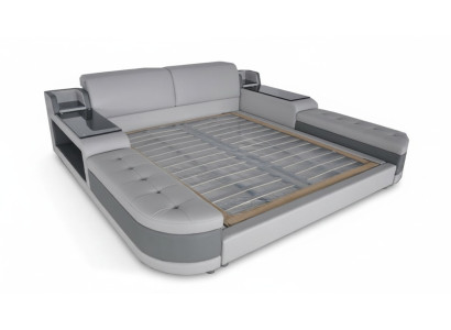 Diseño de cama de lujo + acolchado USB Hotel camas modernas de cuero 140/160/180/200