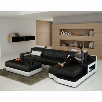 SOFÁ DE CUERO ESQUINERO con USB SOFÁ SOFÁ CONJUNTO DE SOFÁ SECCIONAL FUNCIONALIDAD DE CAMA NUEVO