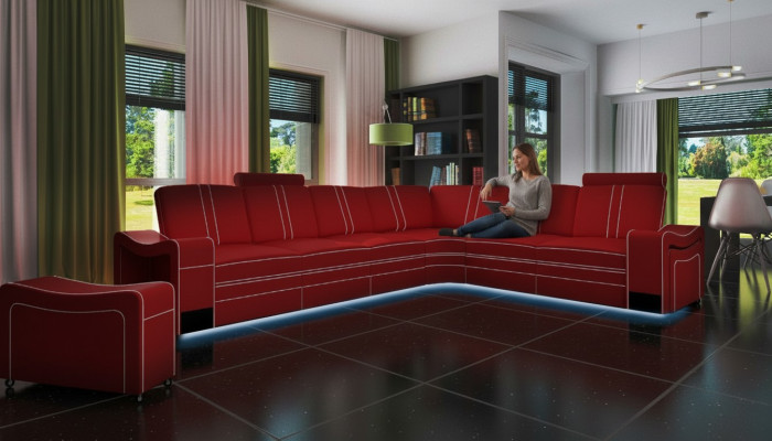 SOFA DE CUERO XXL CONJUNTO DE SALÓN SOFA DE ESQUINA DE CUERO CON USB ACOLCHADO