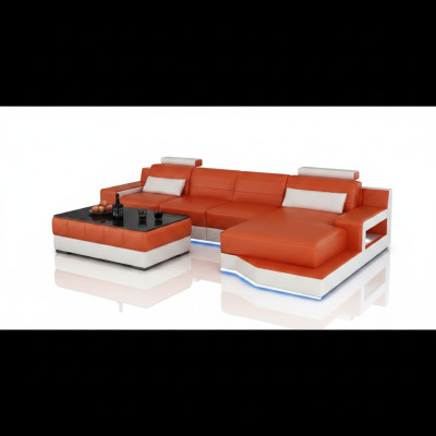 Sofá de cuero Sofá USB Paisaje de vida Función de cama Nuevo Sofá genuino A medida