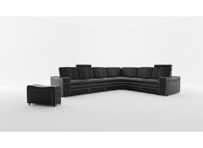 SOFÁ DE ESQUINA DE CUERO A MEDIDA CON USB SOFÁ DE CUERO XXL NUEVO de espacio vital con USB