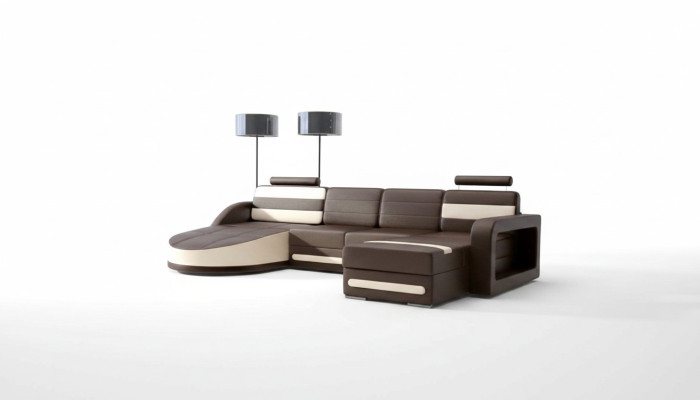 SOFA DE CUERO XXL PARA SALÓN ESQUINERO + CONJUNTO DE SOFÁ USB A MEDIDA