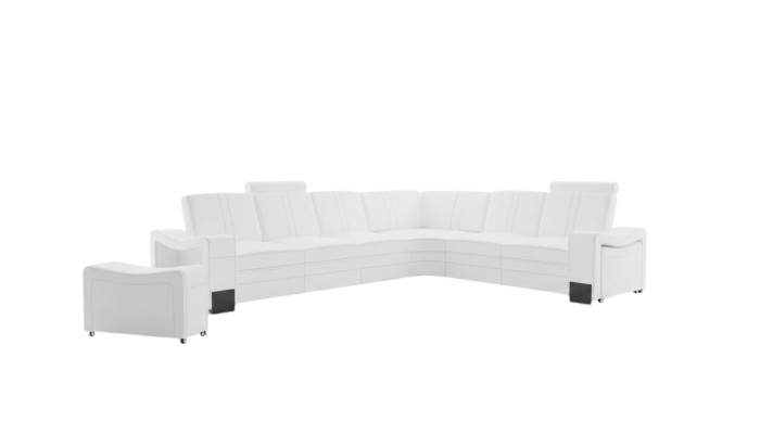 SOFÁ DE CUERO XXL CONJUNTO DE SALÓN HECHO A MEDIDA EN CUERO CON SECCIONAL Y USB