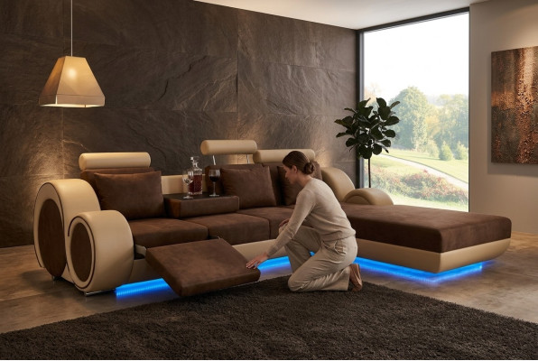 Sofá de tela conjunto de esquina con puerto USB A medida PAISAJE DE SALA SOFÁ CONJUNTO