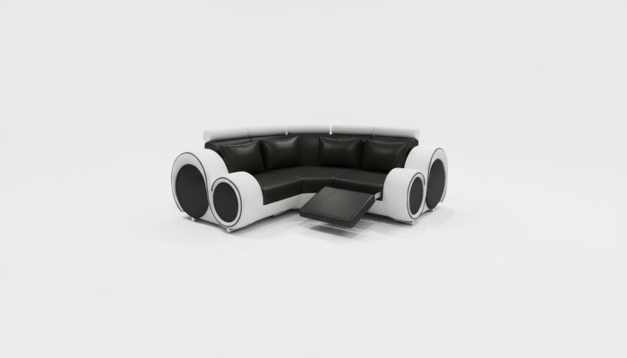 Sofá de cuero, sofá de diseño en forma de L, sofá de Berlín a medida con USB.