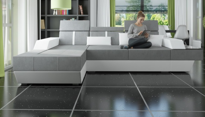 Sofá de tela esquinero Sofá de tela Conjunto de sala de estar Tapizado Nuevo Sofá de tela con puerto USB