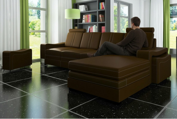 SOFÁ DE CUERO SALÓN SOFÁ DE ESQUINA NUEVO SOFÁ RINCONERA SALA DE ESTAR SOFÁ XXL SOFÁ DE CUERO CON USB FRANCO